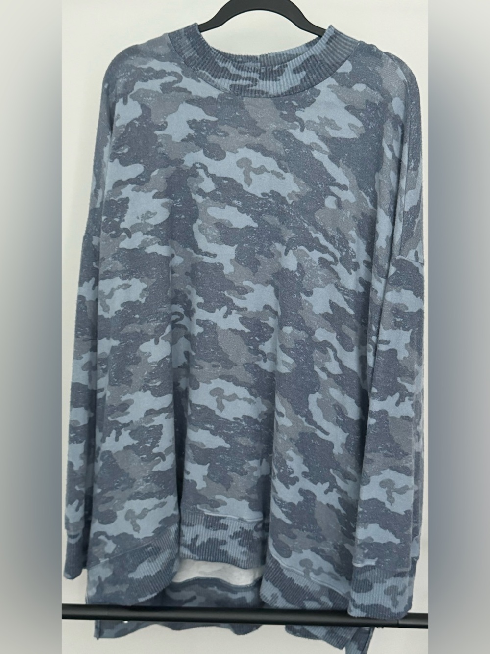 Women’s Blue Camouflage Knit Pullover